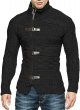 Men's Cable Knitted Oplique Zip Button Front Long Sleeve Cardigan Sweater