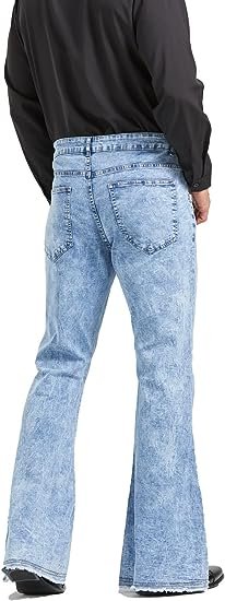Men's Relaxed Vintage  Bell Bottom Pants Stretch Comfort Flared Retro Leg Disco Denim Jeans