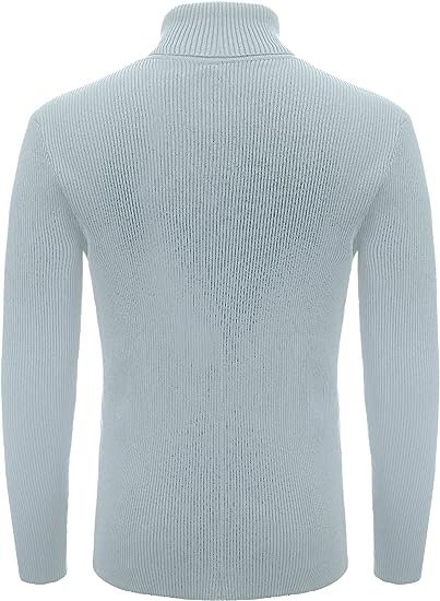 Men's Slim Fit Pullover Sweaters Ribbed Turtleneck Knitted Sweater Casual Solid Thermal Tops
